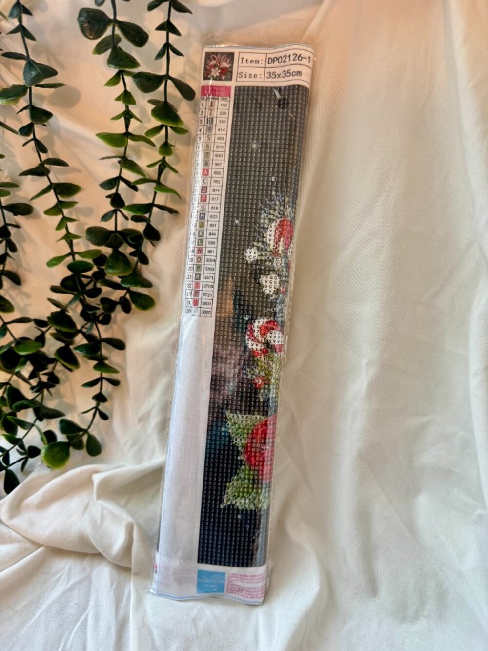Christmas Poinsettia & Candy Cane 5D Diamond Painting Kit (35x35 cm) NEW